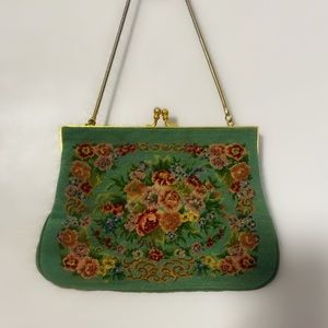 Little Green Sea Foam Vintage Floral Purse.